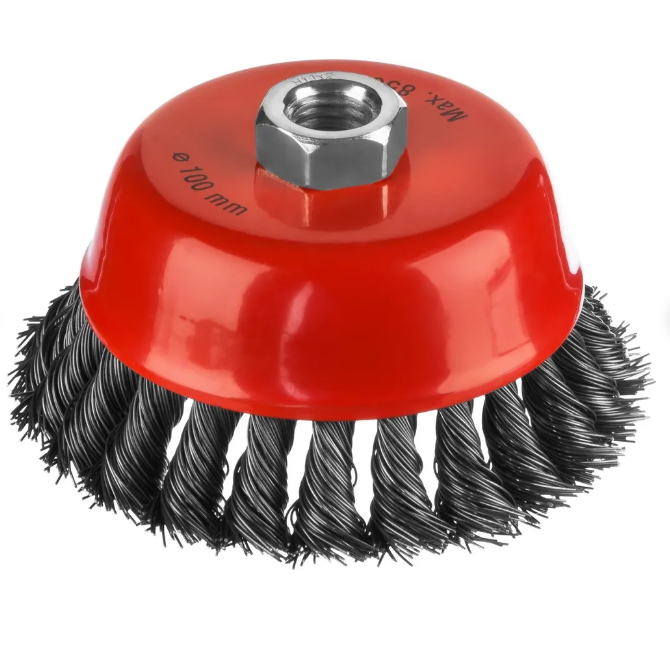 Щетка-крацовка для УШМ  чашечная жгутир. стальная проволока 0,5мм d-100 MIRAX 35104-100-2