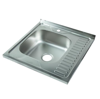 Мойка накладная.нерж.AQUATTRO 600*600*180*0,8 с сушилкой справа квадрат глянец Q10-0026