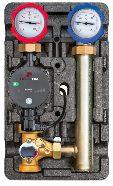 Насосная группа быстрого монтажа NG-MK-0101L с 3х ходовым клапаном (подача слева)