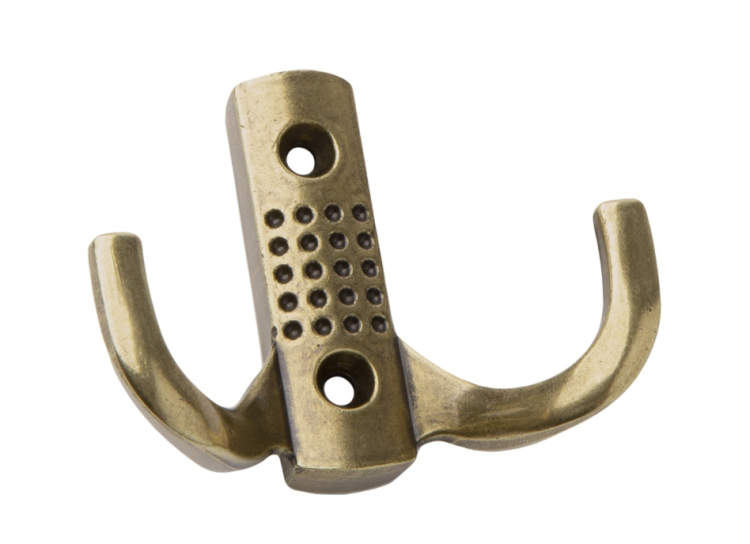 Крючок 2-х рожковый оксидированная бронза точки 6603