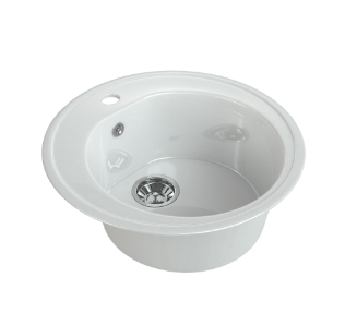 Мойка кухонная МС-2 белый  металлик с сифоном 51