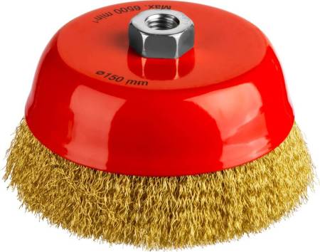 Щетка-крацовка D-150мм. тип "Чашка" стальная латунир. д/УШМ 35142-150