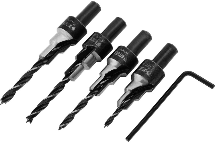 Набор сверл под конфирмат, 3-5 мм, 4 шт // Denzel 704240