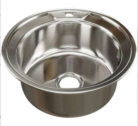 Мойка стальн.нерж.51 см круглая с сифоном 001t