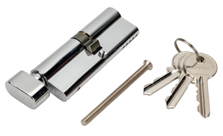 Цилиндр замка 2200Т ключ/ барашек английский 3кл, никель 40*40 ANBO