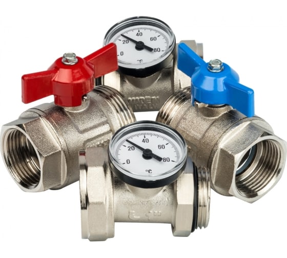 Кран шаровый с термометром 1" прямой (комплект 2шт.)