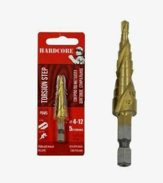 Сверло по металлу шаговое спиральное 4-12мм Р6М5 "Hardcore" 144412