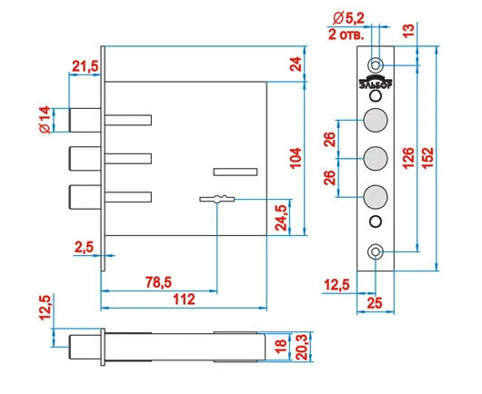 Замок врезной "Кремень" (1.04.02) ник.сувал.5кл.-стержни 3шт, "Эльбор"
