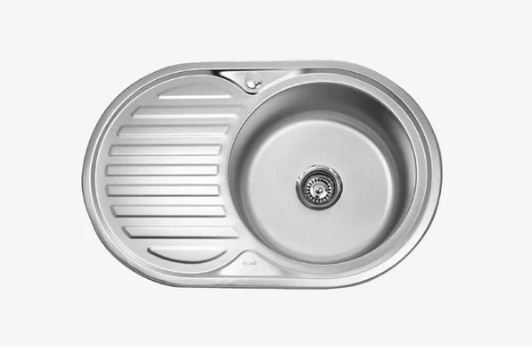 Мойка врезная.нерж.AQUATTRO 770*500*160*0.6 с сушилкой справа овал глянец Q10-0018