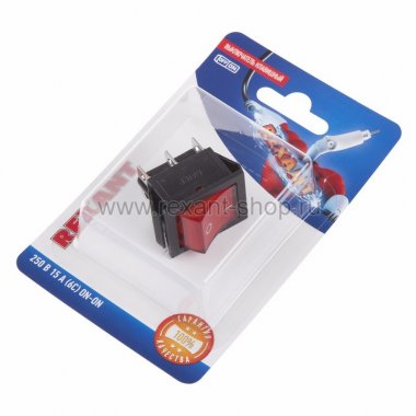 Выключатель клавишный 250V 15A ON-ON красный с подсветкой REXANT 06-0305-В