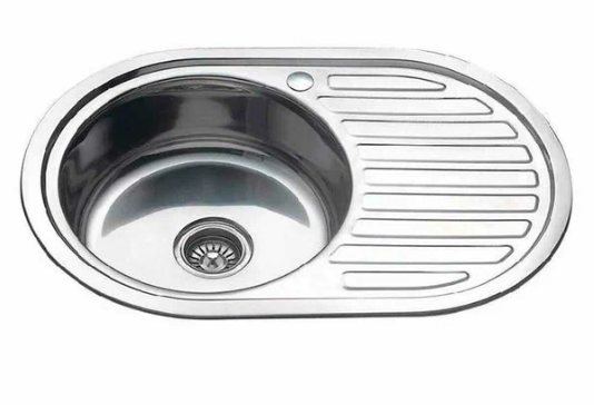 Мойка врезная.нерж.AQUATTRO 770*500*160*0.6 с сушилкой слева овал матовая Q10-0017