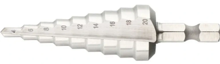 Сверло ступенчатое по металлу 4-20мм 6-гр.хвостовик LASTING TOOLS 04206