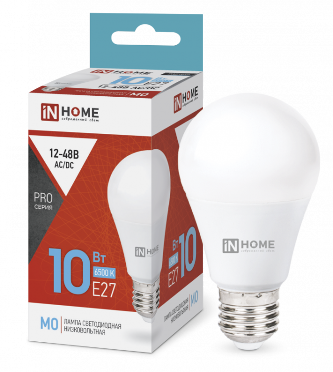 Лампа светодиодная LED-МО-PRO 10Вт 12-48В Е27 6500K 900Лм 38056