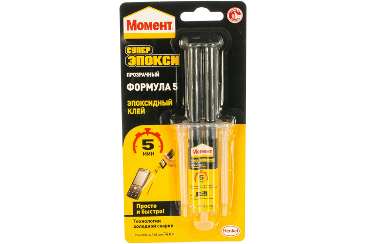 Клей МОМЕНТ Супер Эпокси Формула5, 14мл, прозрачный.(1405797)