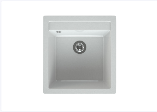 Мойка кухонная МС-10 белый металлик с сифоном 51-46