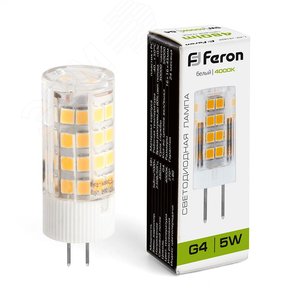 Лампа светодиодная LB-432 прозрачная 5W 220V G4 6400K капсула 25862