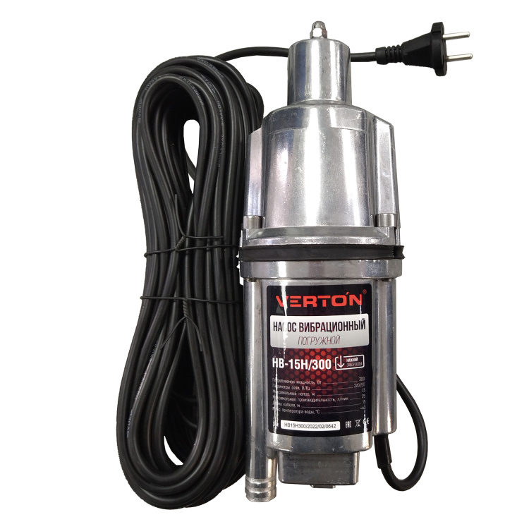Насос вибрационный Verton НВ-15Н/300 (220В, 300Вт, 15м D-100мм ниж.забор)
