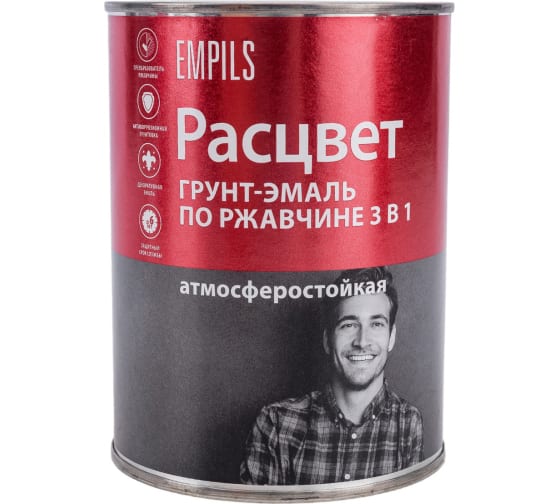 Грунт-эмаль Расцвет по ржавчине черная 1,9кг. Эмплис