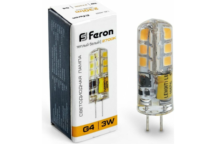Лампа светодиодная LB-422 силикон 3W 12V G4 2700K капсула 25531