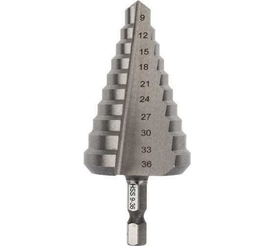 Сверло ступенчатое 9-36мм KRANZ HRC-12-6604