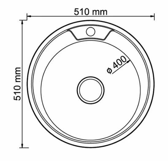 Мойка стальн.нерж.51 см круглая с сифоном 001t