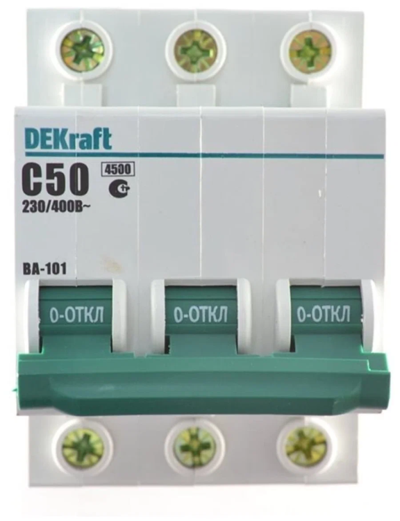 Автомат 3П 50А  4.5кА х-ка С DEKraft (11083)