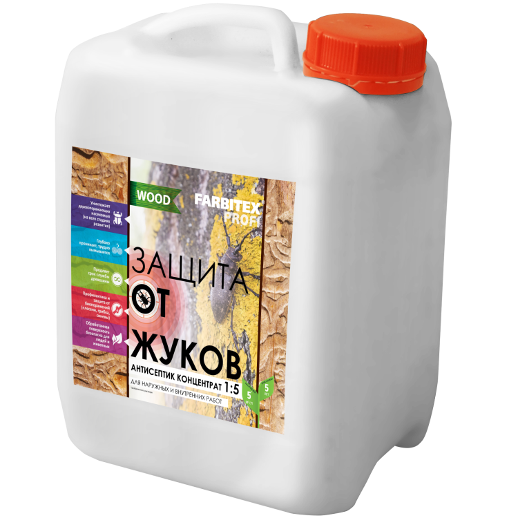 Пропитка ЗАЩИТА от жуков 5л 28678