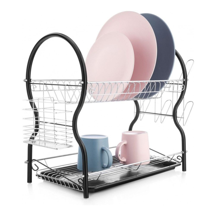 Сушилка для посуды 2-х ярусная в ассортименте с поддоном с сушилкой для столовых приборов