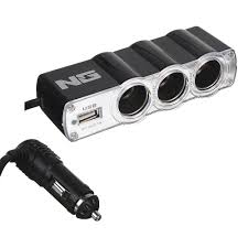 Разветвитель прикуриватель 3 вых+1 USB 60W NEW GALAXY 738-019