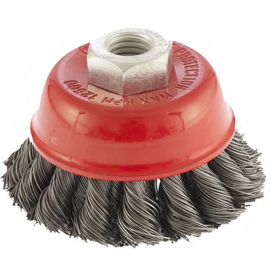 Щетка для УШМ 75мм, М14, "чашка", двухрядная,крученая проволока 0,5мм LASTING TOOLS 00141