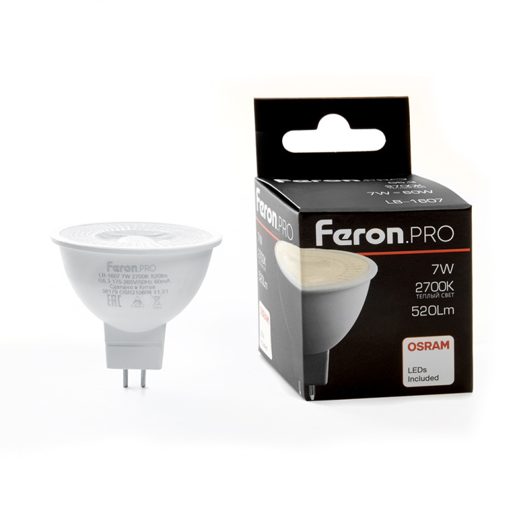Лампа светодиодная LB-1607 G5.3 7W 230V 6400К с линзой 110° OSRAM LED 38187