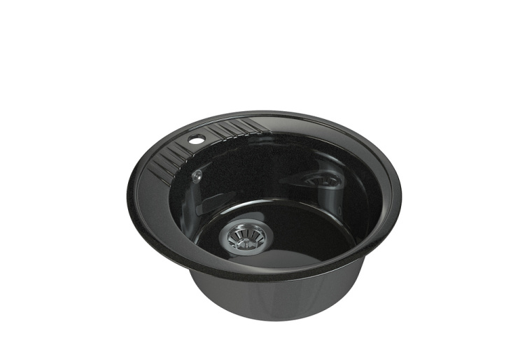 Мойка кухонная МС-2 черный металлик с сифоном 51