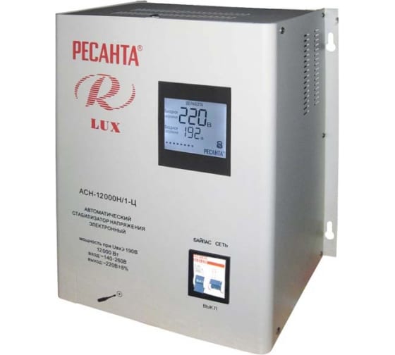 Стабилизатор напряжения РЕСАНТА  АСН-12 000 Н/1-Ц Lux