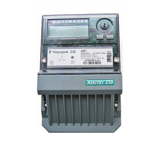 Счетчик электроэнергии Меркурий 230 ART-03 CLN 5-7,5А 3*230/400В кл.т. 0,5S/1.0 (CAN; PLC; ЖКИ; 3 ви