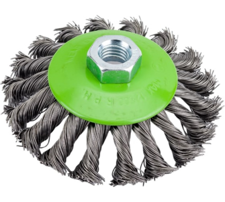 Щетка для УШМ 100мм, М14, "тарелка", крученая металлическая проволока// Сибртех 746097