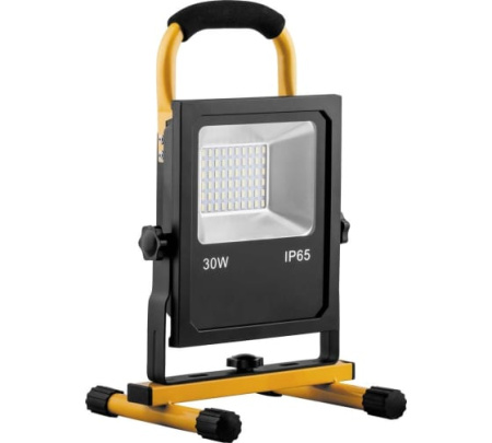 Прожектор переносной с З/У 30W SMD LED 6400K 2400Lm LL913 черный-желтый 32089