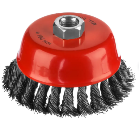 Щетка-крацовка для УШМ  чашечная жгутир. стальная проволока 0,5мм d-100 MIRAX 35104-100-2