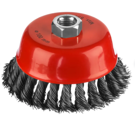 Щетка-крацовка для УШМ  чашечная жгутир. стальная проволока 0,5мм d-100 MIRAX 35104-100-2