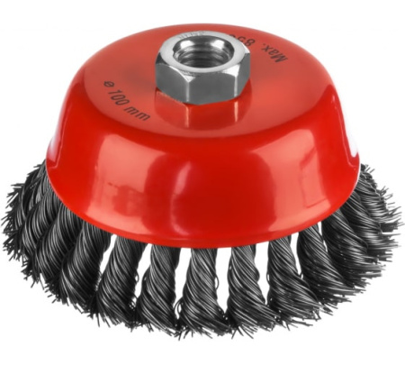 Щетка-крацовка для УШМ  чашечная жгутир. стальная проволока 0,5мм d-100 MIRAX 35104-100