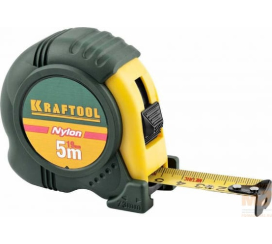 Рулетка KRAFTOOL NYLON 5м / 19мм корпус ударостойкий обрезиненный 62677/34122-05-19_z01