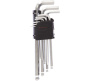 Набор ключей имбусовых HEX, 1,5–10 мм, CrV, 9шт.,удлинен. сатин, с шаром// Matrix 11233