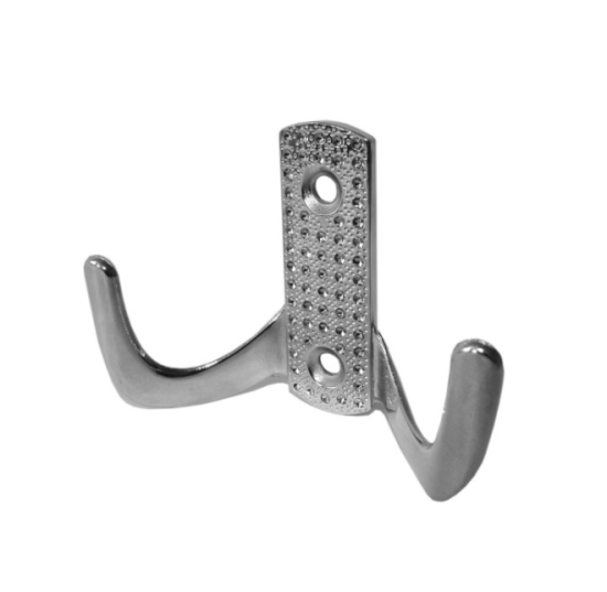 Крючок 2-х рожковый блестящий хром точки 6828