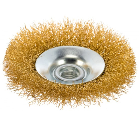 Щетка-крацовка D-100мм. тип "Коническая" стальная латунир. д/УШМ 35143-100