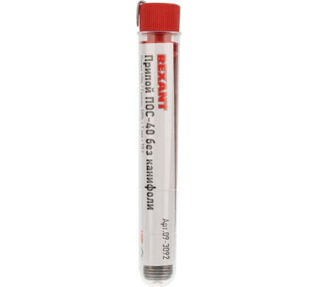 Припой без канифоли ПОС-40 10 г, REXANT 09-3092