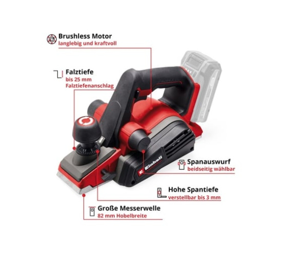 Рубанок аккум. EINHELL PXC TP-PL 18/3 Li BL 18B 82мм