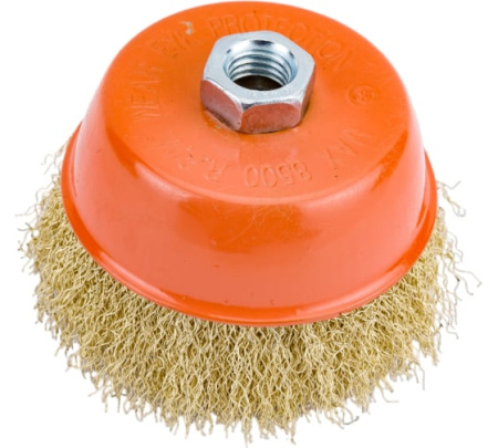 Щетка-крацовка D-100мм. тип "Чашка" стальная латунир. д/УШМ 35142-100