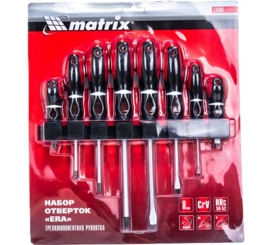 Набор отверток "Era", 3-компонент.рукоятка, 8шт//Matrix (13380)