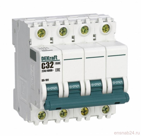 Автомат 4П 32А  4.5кА х-ка С DEKraft (11093)