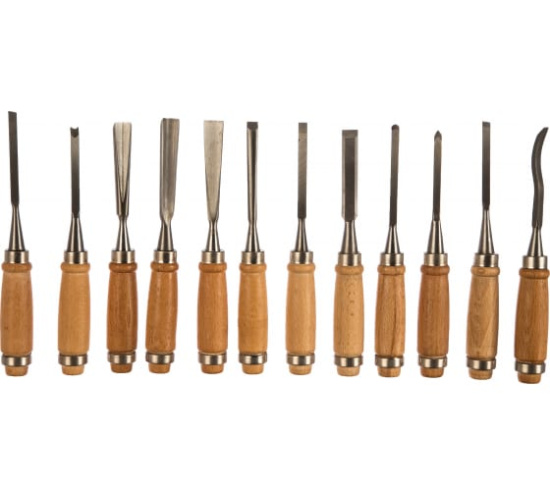 Набор STAYER "PROFI" Стамески фигурные с деревянной ручкой,12шт. 1835-H12_z01