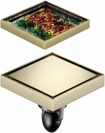Трап сливной MagDrain WC02Q50-ZW (100*100, магнитный клапан, латун.двусторон фьюзинг, циркон)